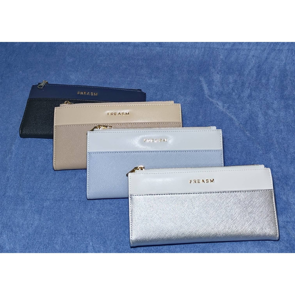 FREASM撞色十字紋輕薄雙拉長夾(黑色)-細節圖6