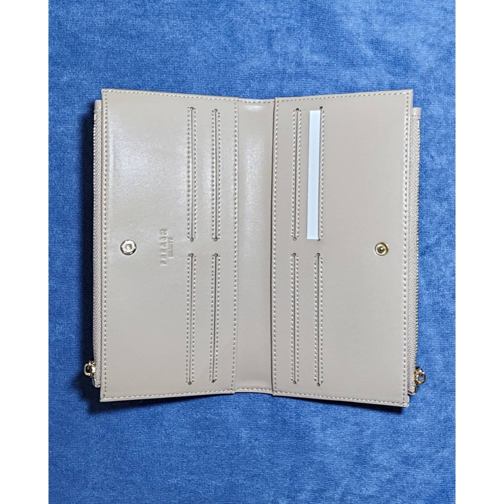 FREASM撞色十字紋輕薄雙拉長夾(米色)-細節圖3