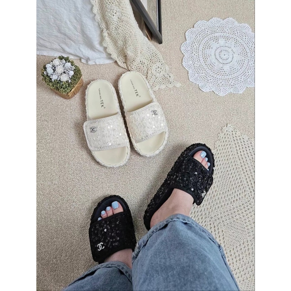韓國代購🇰🇷小香風亮片拖鞋🔥-細節圖4