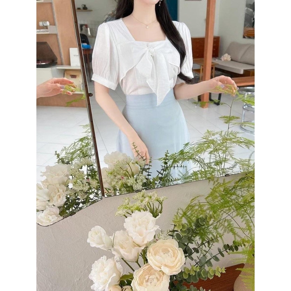 韓國代購🇰🇷方領OL甜美🎀上衣韓妞上班族必備-規格圖9