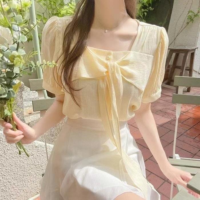 韓國代購🇰🇷方領OL甜美🎀上衣韓妞上班族必備-規格圖9