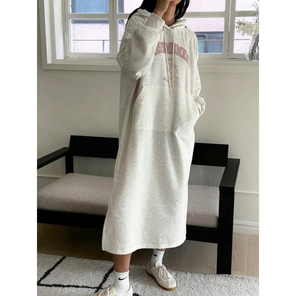 ￼韓國帶回🇰🇷歐膩家連帽開叉長版T（2024秋冬款）-細節圖3