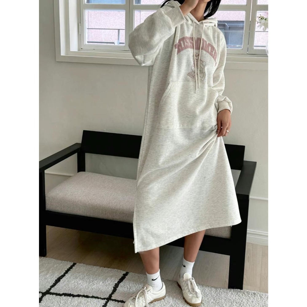 ￼韓國帶回🇰🇷歐膩家連帽開叉長版T（2024秋冬款）-細節圖4