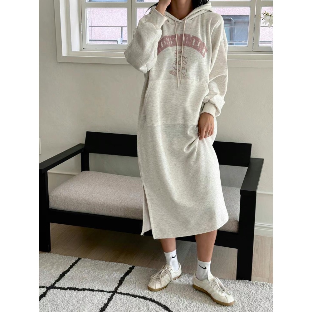 ￼韓國帶回🇰🇷歐膩家連帽開叉長版T（2024秋冬款）-細節圖6