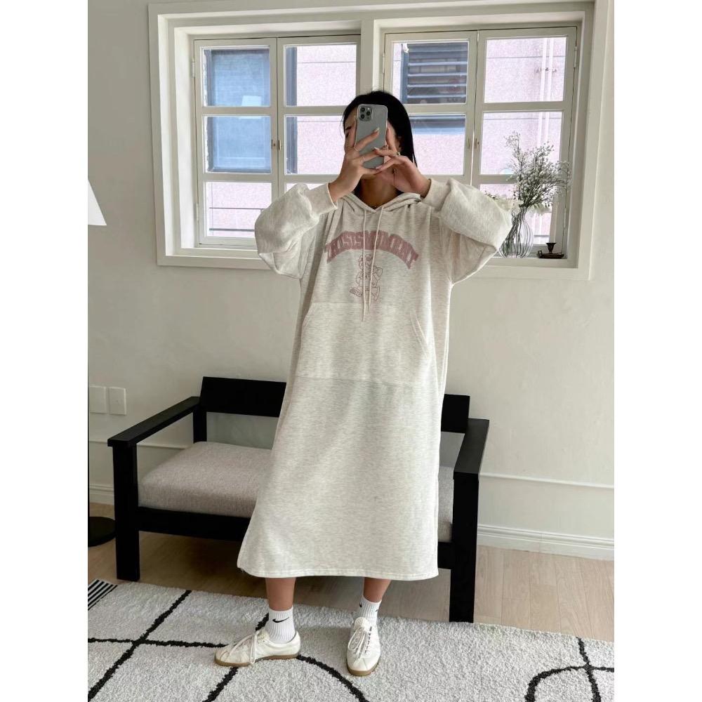 ￼韓國帶回🇰🇷歐膩家連帽開叉長版T（2024秋冬款）-細節圖7