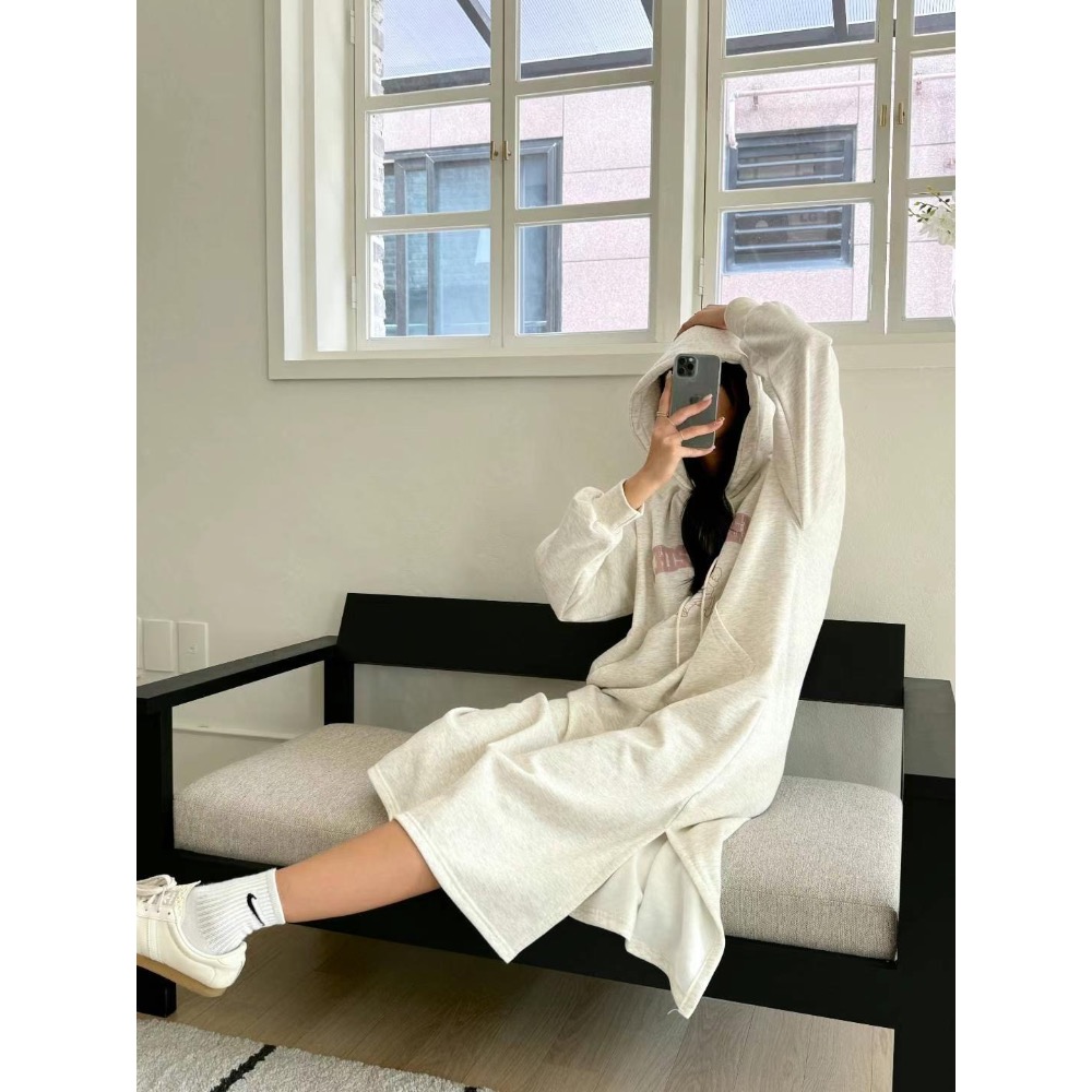 ￼韓國帶回🇰🇷歐膩家連帽開叉長版T（2024秋冬款）-細節圖8