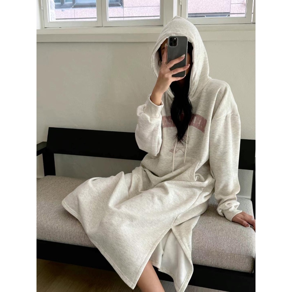 ￼韓國帶回🇰🇷歐膩家連帽開叉長版T（2024秋冬款）-細節圖9