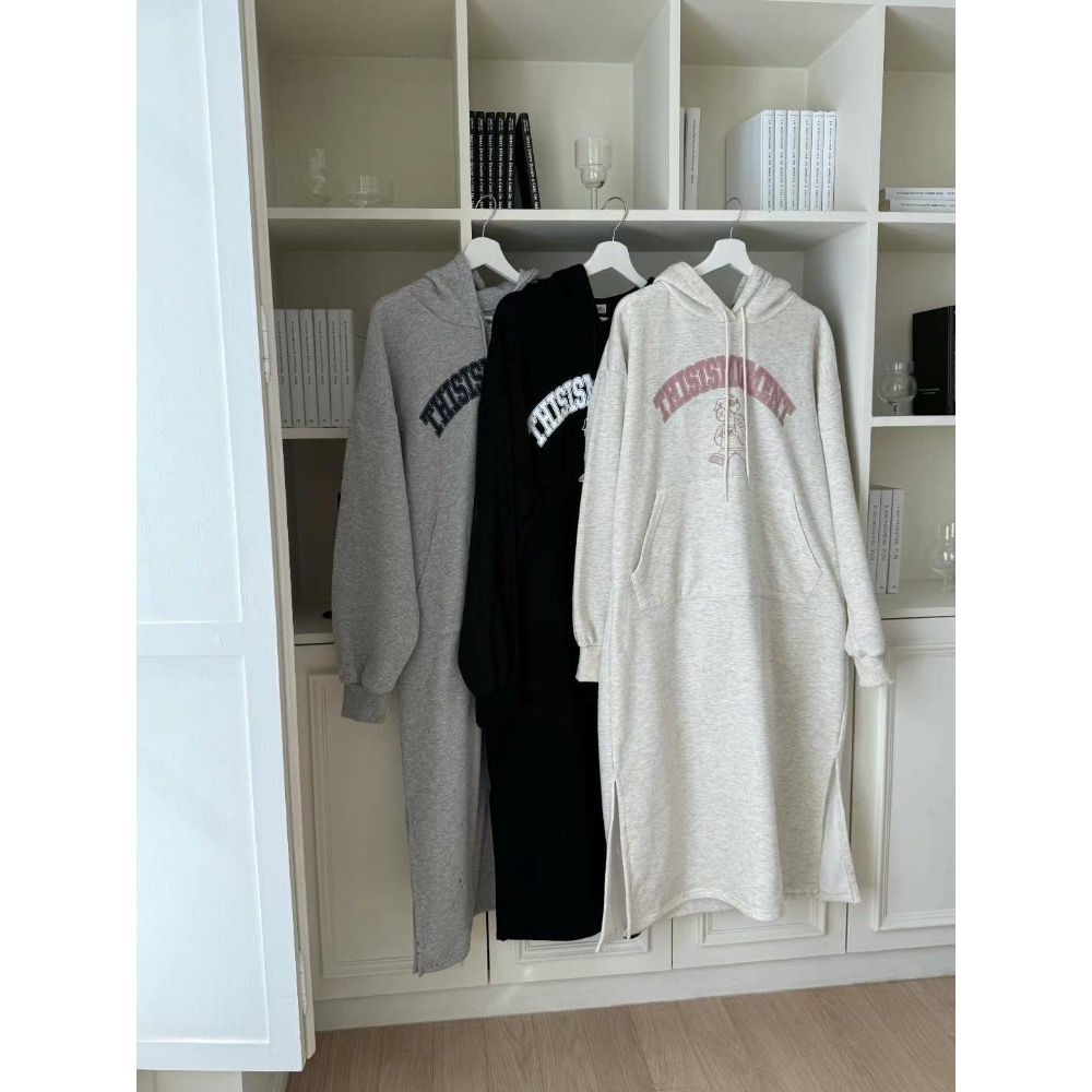 ￼韓國帶回🇰🇷歐膩家連帽開叉長版T（2024秋冬款）-細節圖10