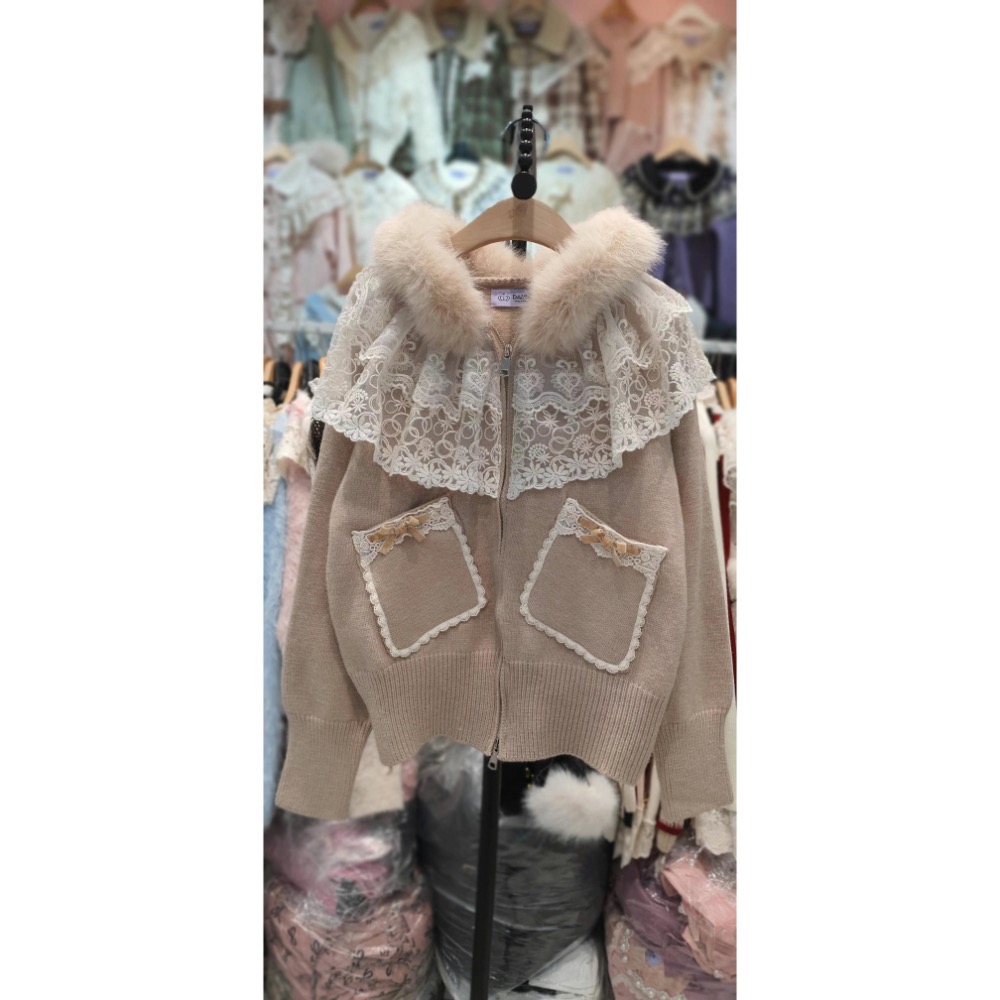 ￼韓國代購🇰🇷正韓大皇冠👑 💜💕連帽口袋針織衫💕💜-細節圖3