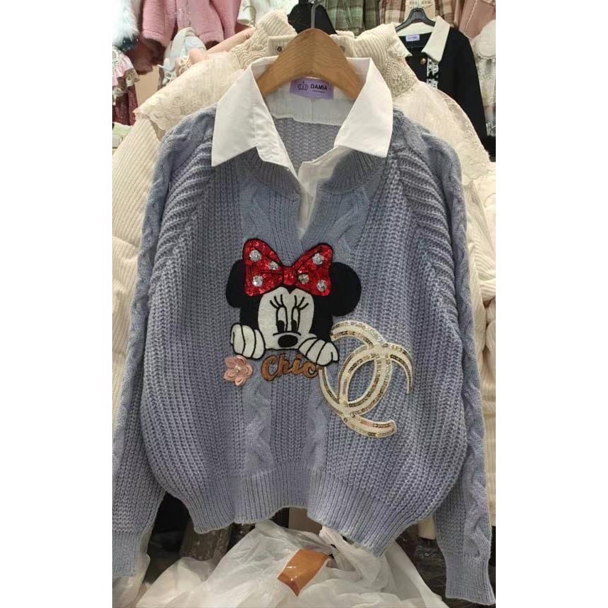 ￼韓國代購🇰🇷正韓👑DAMIA迪士尼針織翻領上衣特價嘍❗️（隨時沒貨）-細節圖4