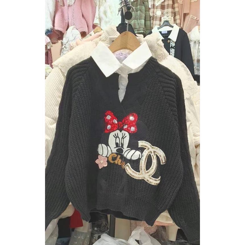 ￼韓國代購🇰🇷正韓👑DAMIA迪士尼針織翻領上衣特價嘍❗️（隨時沒貨）-規格圖4