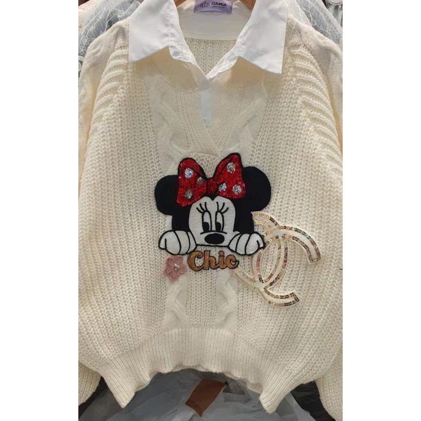 ￼韓國代購🇰🇷正韓👑DAMIA迪士尼針織翻領上衣特價嘍❗️（隨時沒貨）-規格圖4