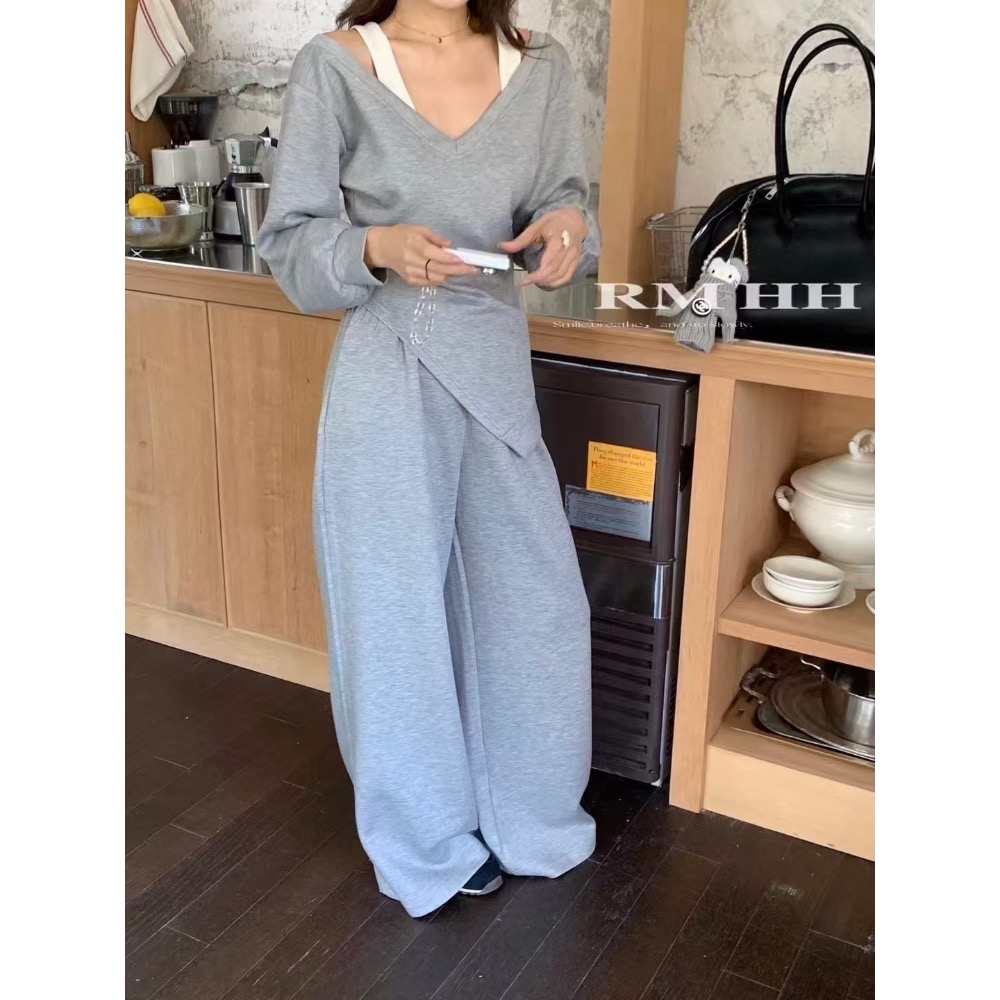 美式微性感露肩休閒套裝 👑休閒套裝超甜價！精選CP值-細節圖3