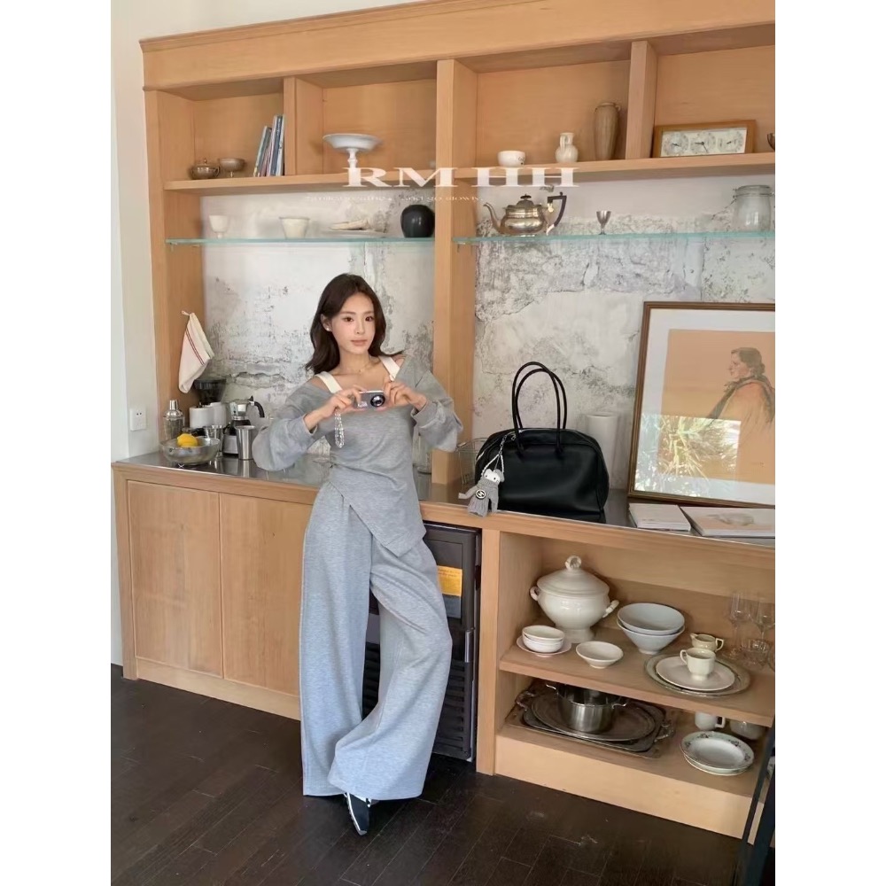 美式微性感露肩休閒套裝 👑休閒套裝超甜價！精選CP值-細節圖7