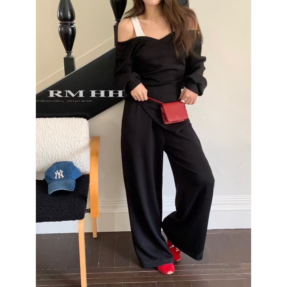 美式微性感露肩休閒套裝 👑休閒套裝超甜價！精選CP值-細節圖8