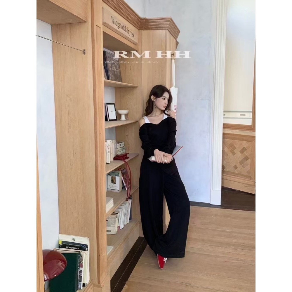 美式微性感露肩休閒套裝 👑休閒套裝超甜價！精選CP值-細節圖9