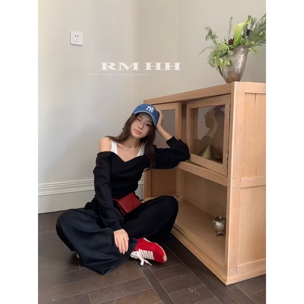 美式微性感露肩休閒套裝 👑休閒套裝超甜價！精選CP值-細節圖11