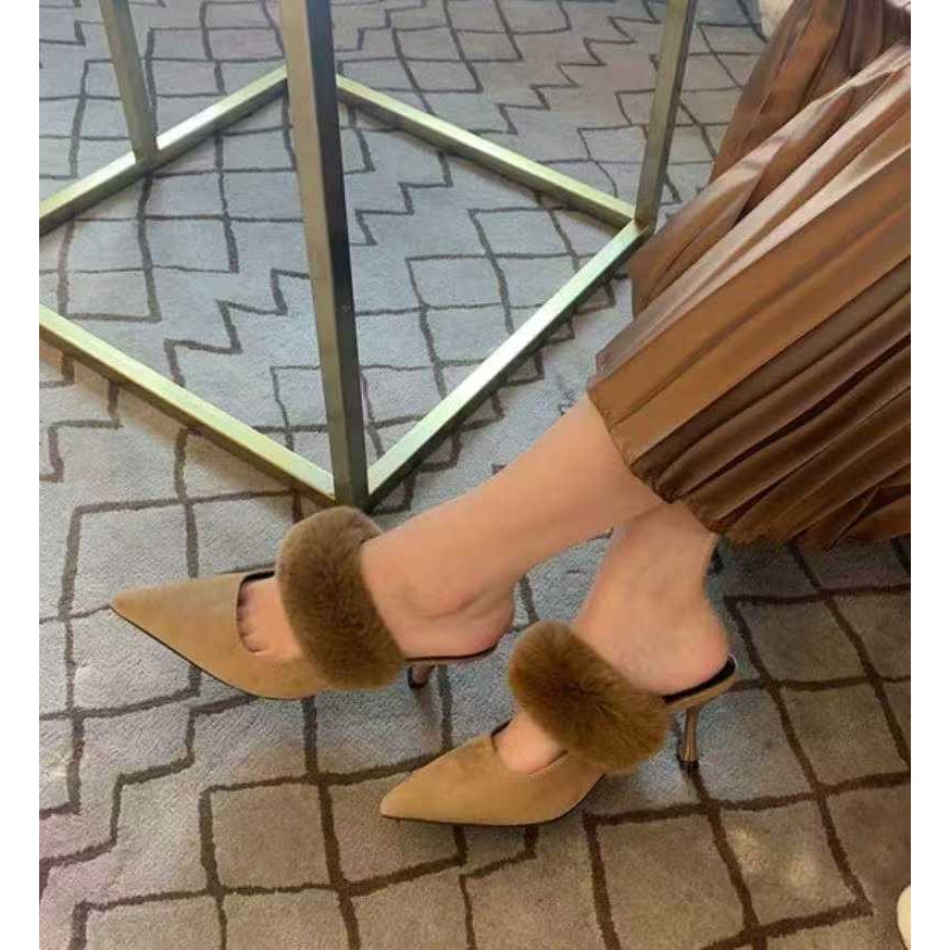 韓國代購🇰🇷 女款女性中世風穆勒拖鞋高跟拖鞋 8cm-細節圖2