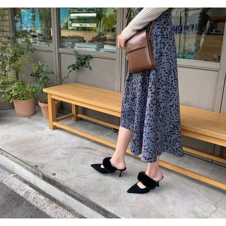 韓國代購🇰🇷 女款女性中世風穆勒拖鞋高跟拖鞋 8cm-細節圖3