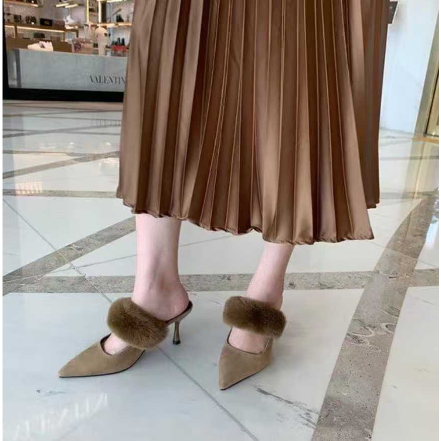 韓國代購🇰🇷 女款女性中世風穆勒拖鞋高跟拖鞋 8cm-細節圖4