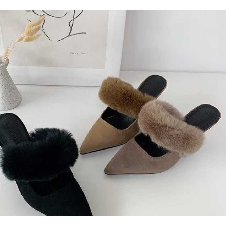 韓國代購🇰🇷 女款女性中世風穆勒拖鞋高跟拖鞋 8cm-細節圖6