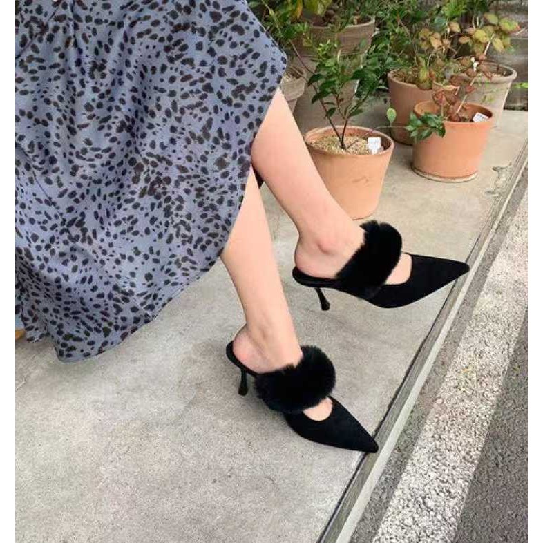 韓國代購🇰🇷 女款女性中世風穆勒拖鞋高跟拖鞋 8cm-細節圖7