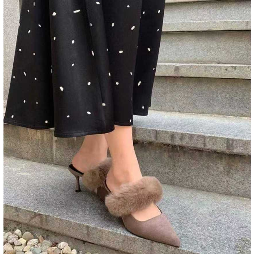 韓國代購🇰🇷 女款女性中世風穆勒拖鞋高跟拖鞋 8cm-細節圖8