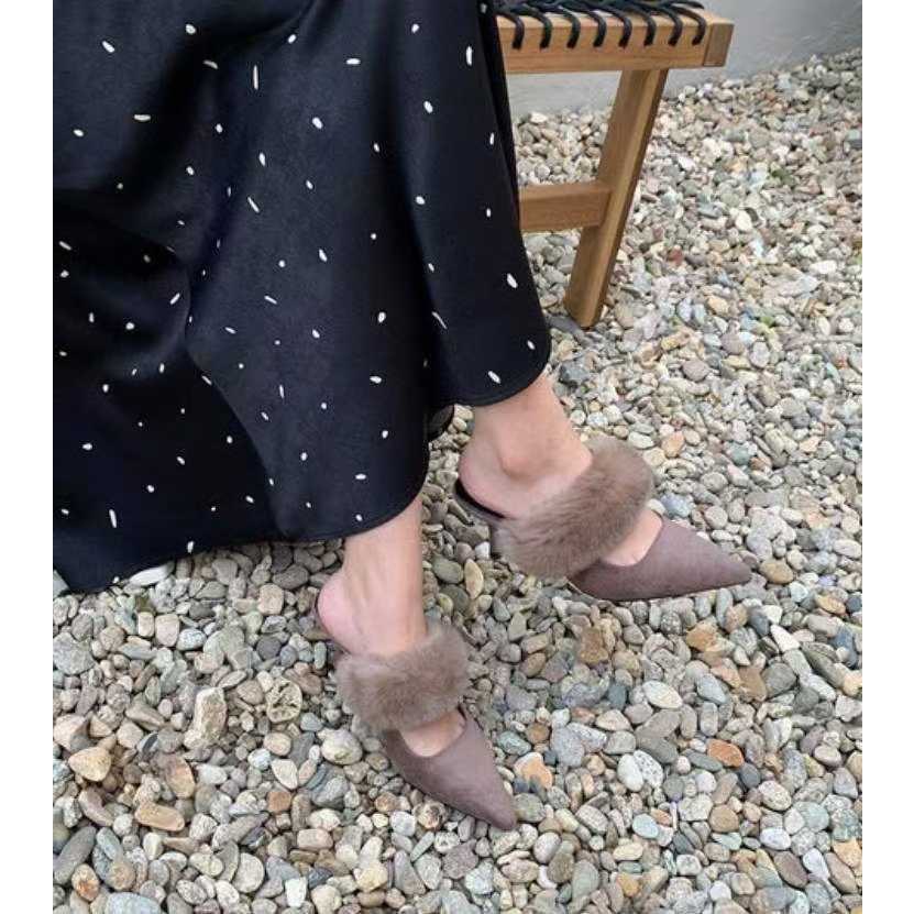 韓國代購🇰🇷 女款女性中世風穆勒拖鞋高跟拖鞋 8cm-細節圖9