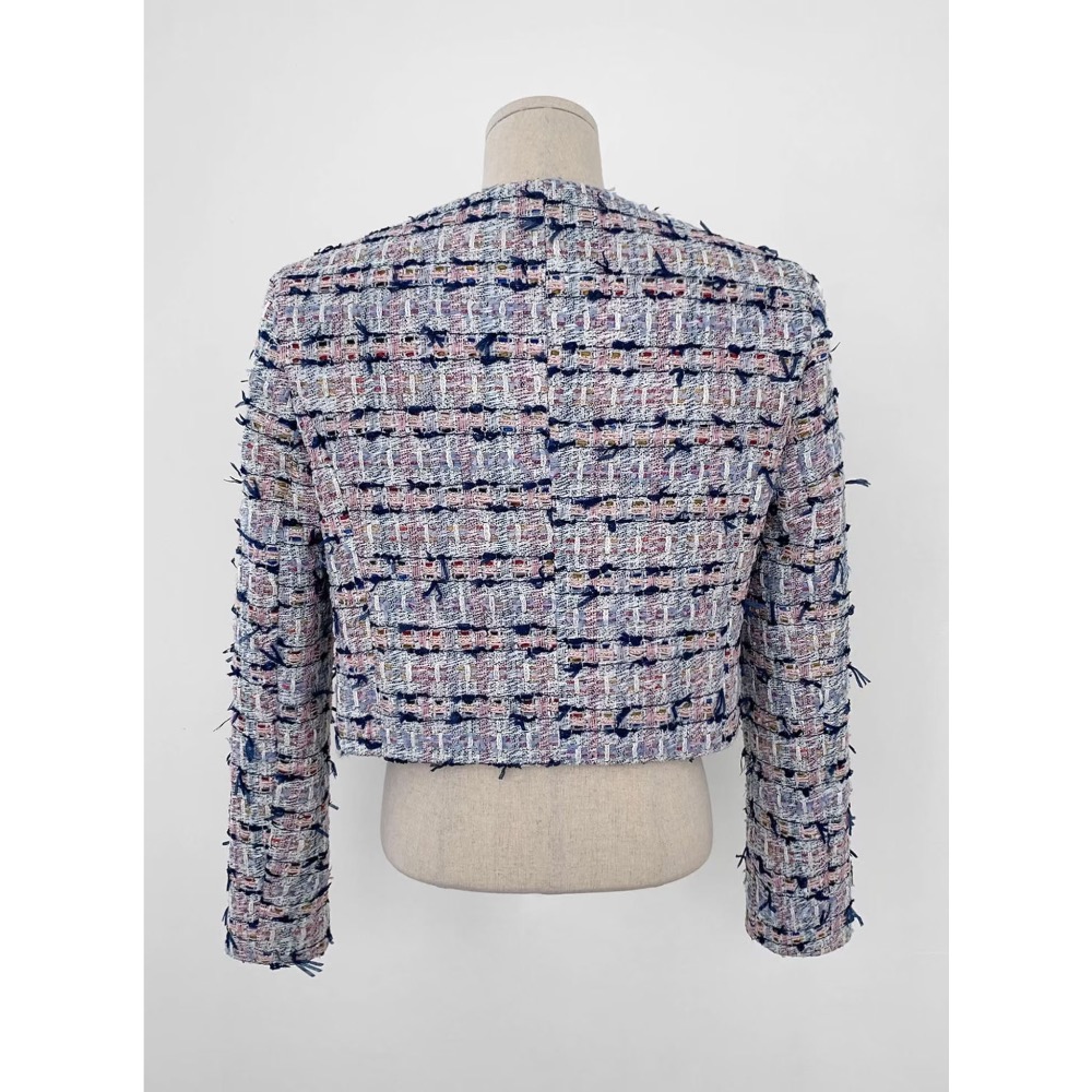 韓國🇰🇷代購（Slit家）小香風交織短版外套▸海軍藍 小香風外套 小香小外套 小香風 韓國小外套 短版外套 設計感外-細節圖9