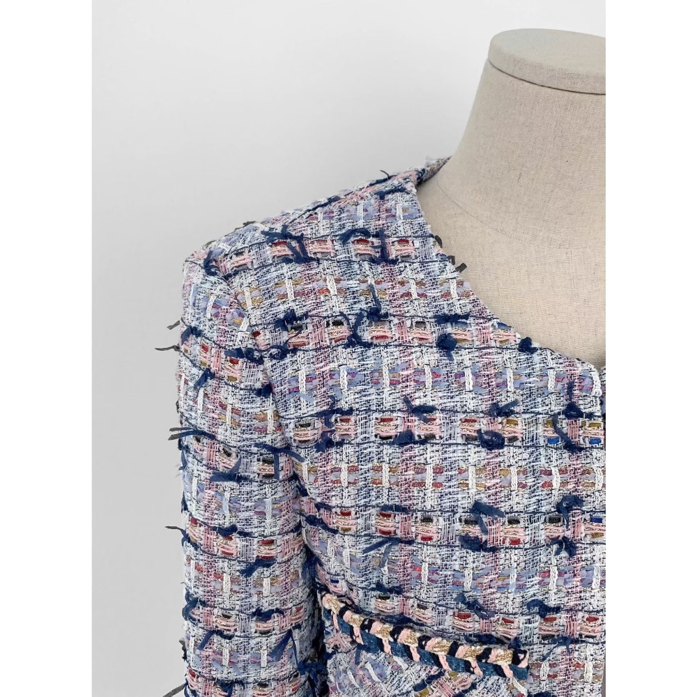 韓國🇰🇷代購（Slit家）小香風交織短版外套▸海軍藍 小香風外套 小香小外套 小香風 韓國小外套 短版外套 設計感外-細節圖10