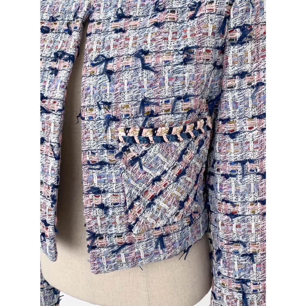 韓國🇰🇷代購（Slit家）小香風交織短版外套▸海軍藍 小香風外套 小香小外套 小香風 韓國小外套 短版外套 設計感外-細節圖11