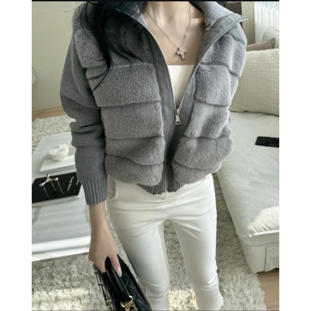 韓國連線代購🇰🇷正韓針織袖羽絨拼接外套-細節圖2