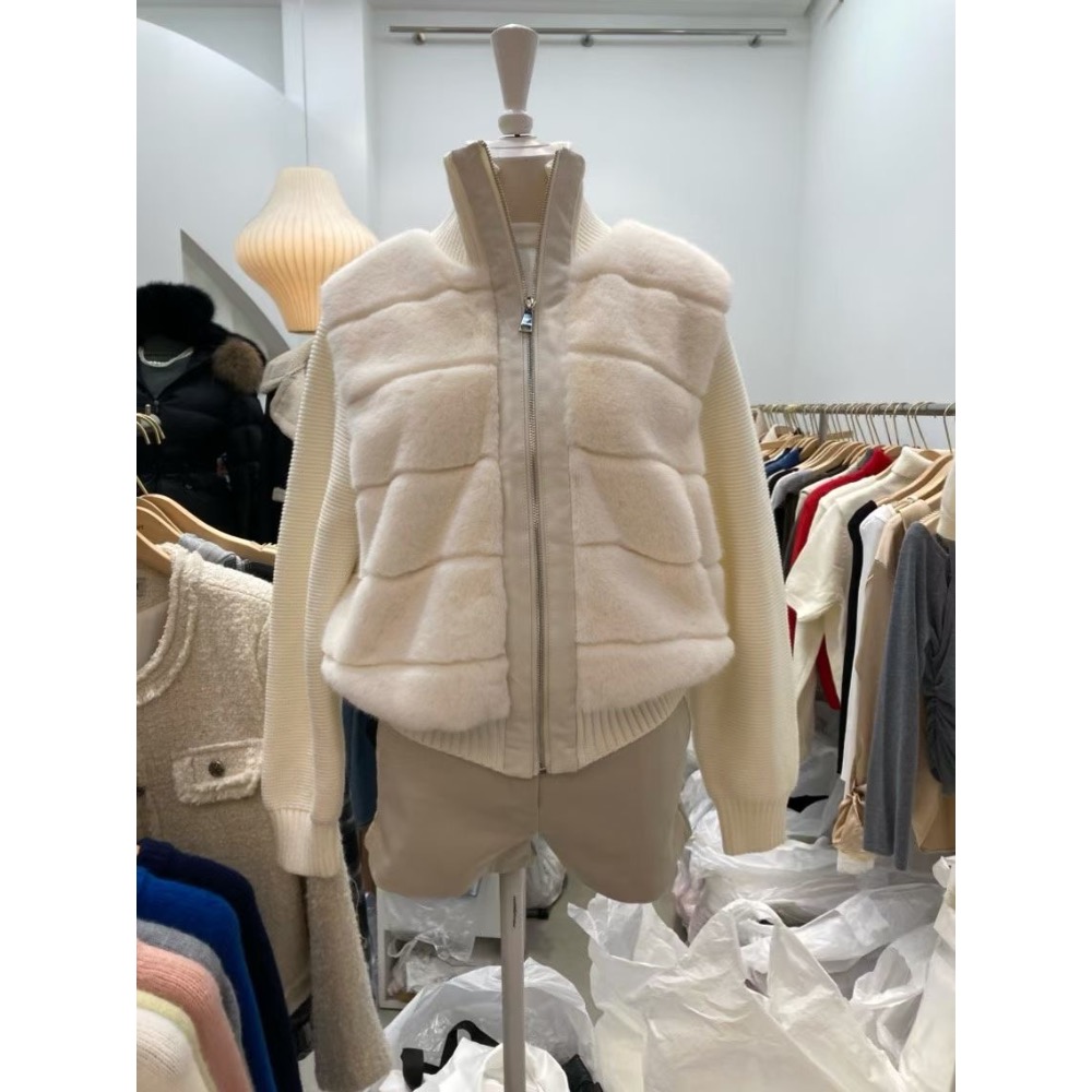 韓國連線代購🇰🇷正韓針織袖羽絨拼接外套-細節圖5