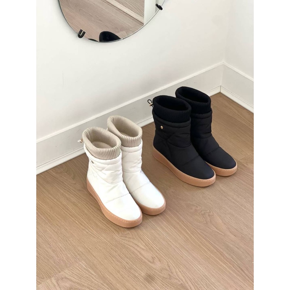 🇰🇷 韓國代購 爆款！老闆家3cm 厚底 撞色雪靴/麵包靴 (黑/米白)-細節圖6