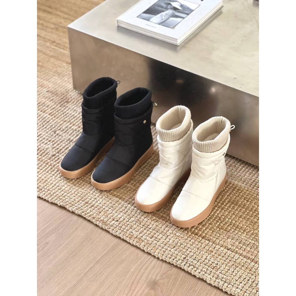 🇰🇷 韓國代購 爆款！老闆家3cm 厚底 撞色雪靴/麵包靴 (黑/米白)-細節圖7