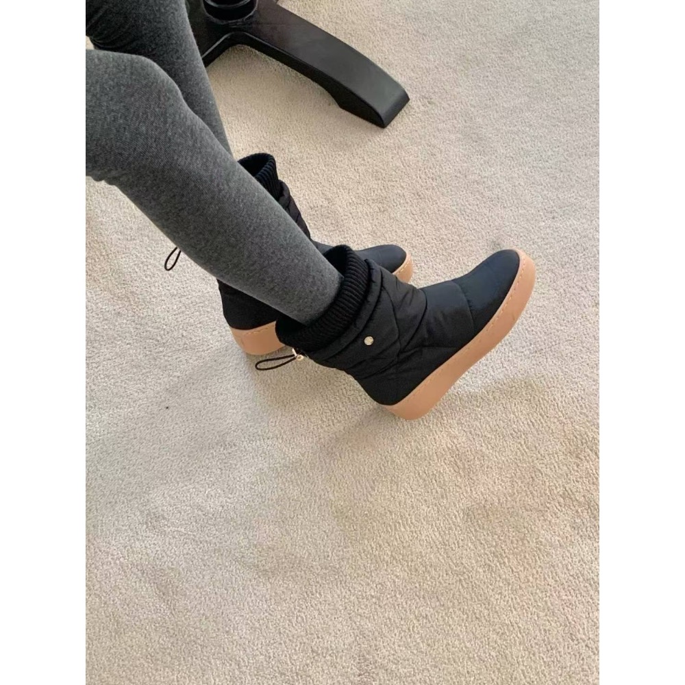 🇰🇷 韓國代購 爆款！老闆家3cm 厚底 撞色雪靴/麵包靴 (黑/米白)-細節圖8