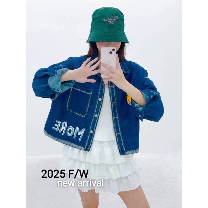 韓國代購🇰🇷正韓微笑家牛仔外套😄 2025 F/W New Arrival！正韓🇰🇷 微笑家手繪丹寧外套 ✨-細節圖2