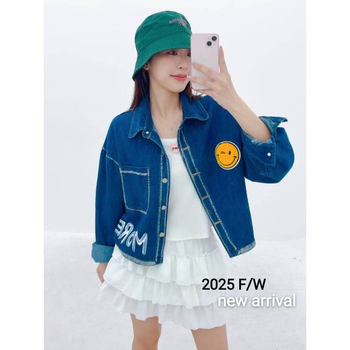 韓國代購🇰🇷正韓微笑家牛仔外套😄 2025 F/W New Arrival！正韓🇰🇷 微笑家手繪丹寧外套 ✨-細節圖3