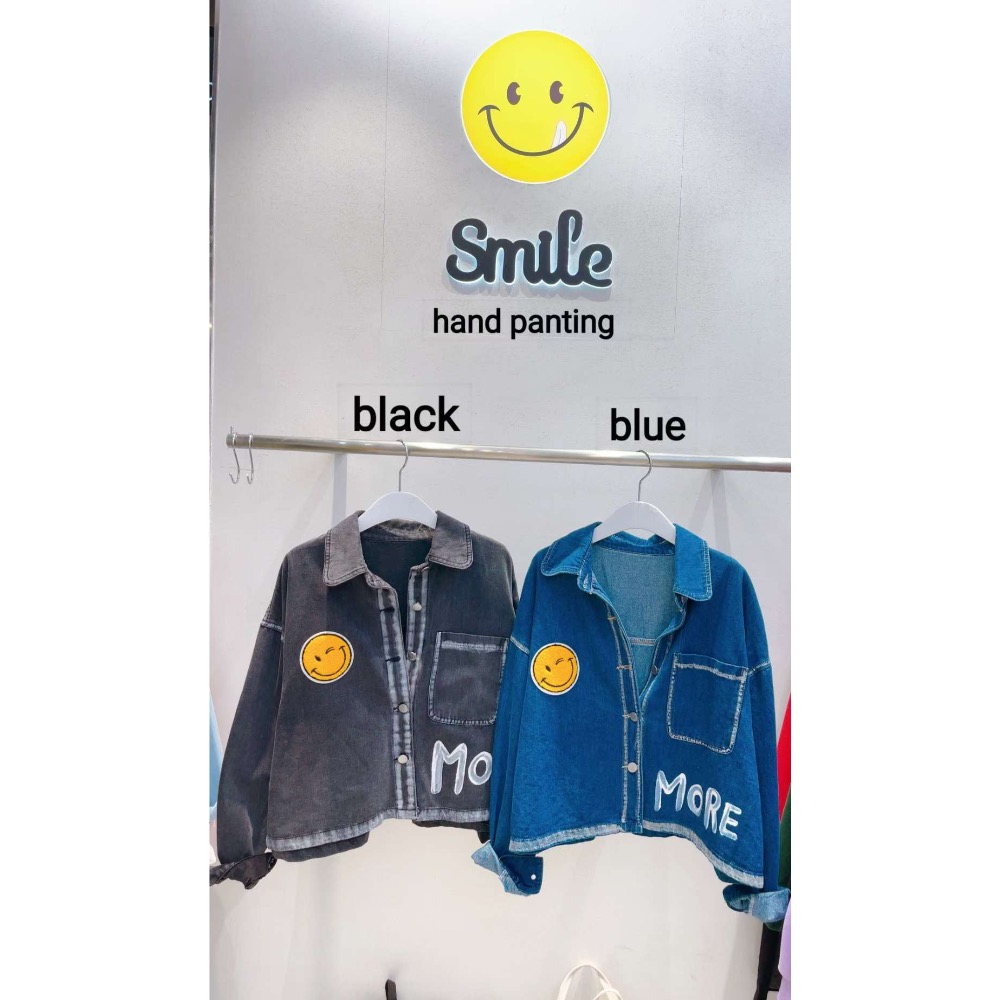 韓國代購🇰🇷正韓微笑家牛仔外套😄 2025 F/W New Arrival！正韓🇰🇷 微笑家手繪丹寧外套 ✨-細節圖5