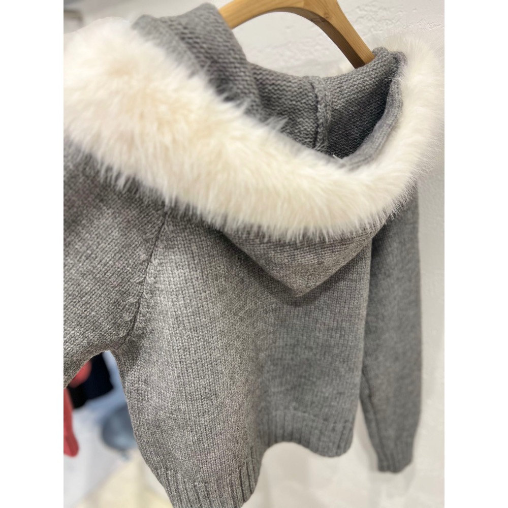 [正韓] 韓國代購 Ola 家 大毛領針織連帽外套 針織衫 氛圍感 毛毛外套 顯臉小 加厚 保暖 東大門連線-細節圖6