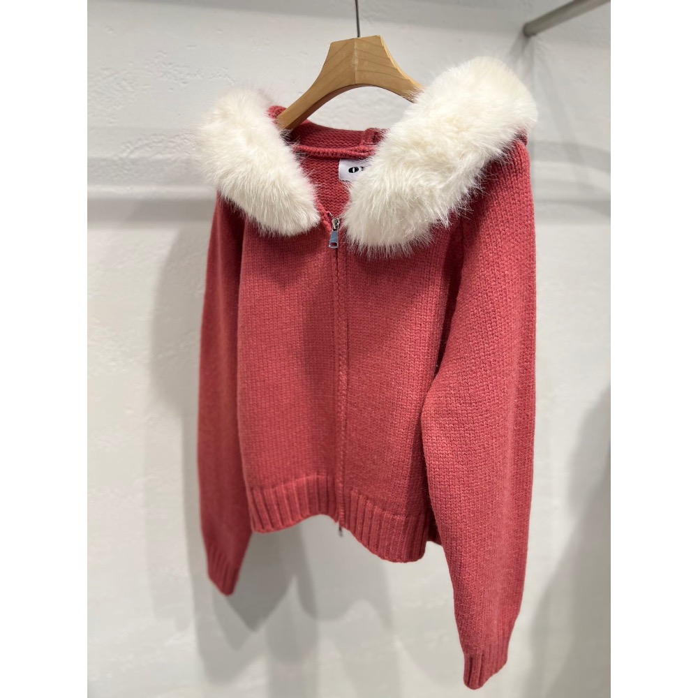 [正韓] 韓國代購 Ola 家 大毛領針織連帽外套 針織衫 氛圍感 毛毛外套 顯臉小 加厚 保暖 東大門連線-細節圖8