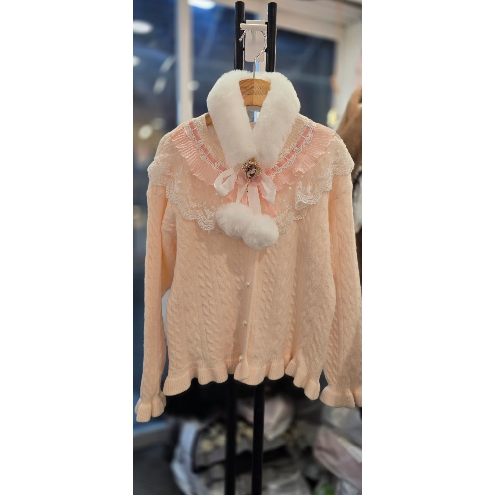 韓國🇰🇷代購Dm皇冠家甜美風復古針織外套-細節圖5