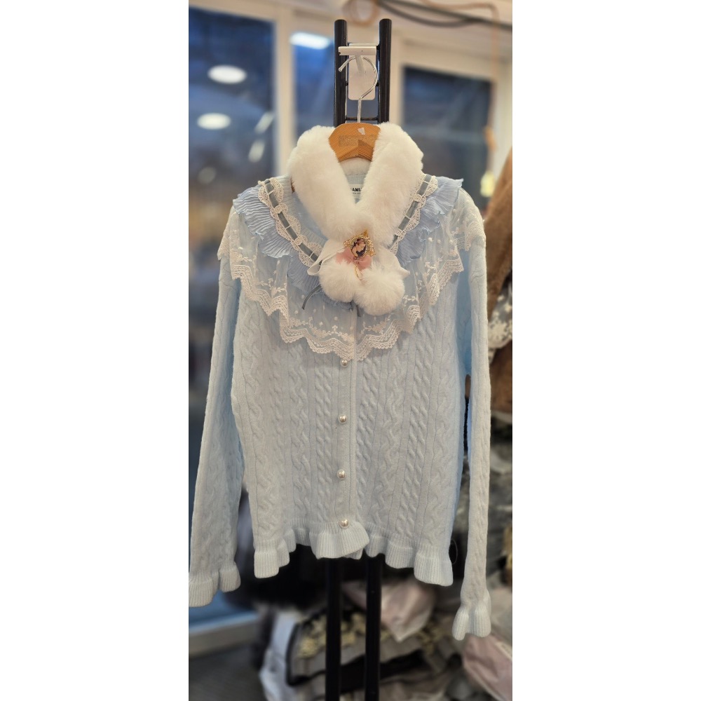 韓國🇰🇷代購Dm皇冠家甜美風復古針織外套-細節圖6