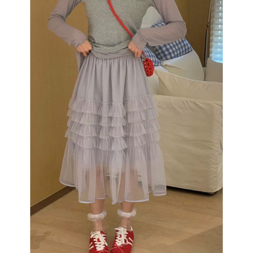 韓國🇰🇷代購正韓 韓妞必備 層次蛋糕紗裙 芭蕾風 澎澎裙-細節圖2