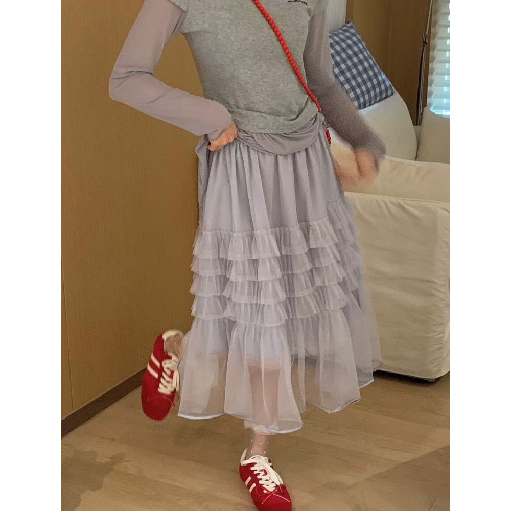 韓國🇰🇷代購正韓 韓妞必備 層次蛋糕紗裙 芭蕾風 澎澎裙-細節圖3
