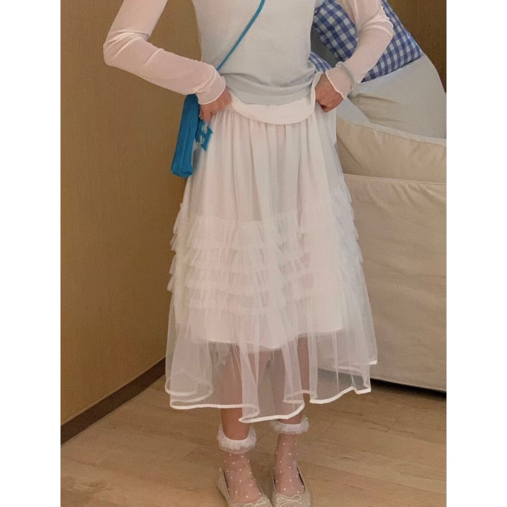 韓國🇰🇷代購正韓 韓妞必備 層次蛋糕紗裙 芭蕾風 澎澎裙-細節圖5