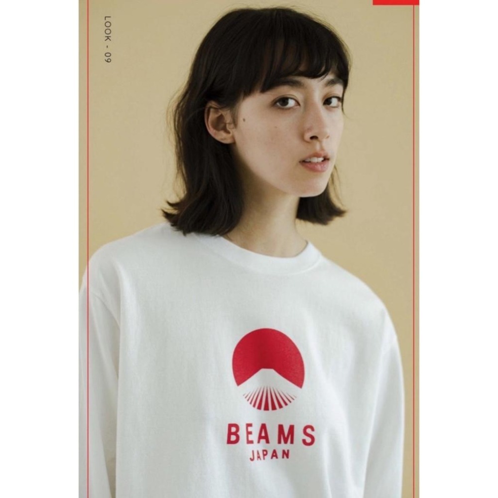 【胖胖俠】BEAMS JAPAN 20SS日繫定番富士山logo 印花紅繩情侶長袖長T-細節圖8