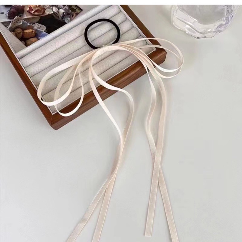 [莉奈DIY小舖]蝴蝶結緞帶髮圈 長飄帶髮圈 DIY緞帶髮圈-細節圖2