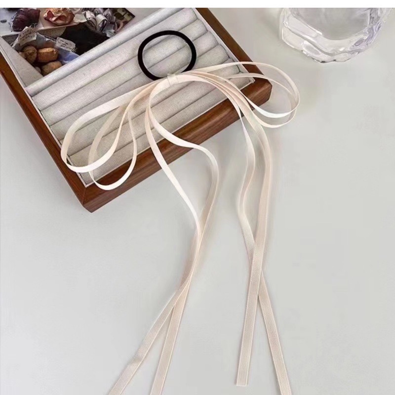 [莉奈DIY小舖]蝴蝶結緞帶髮圈 長飄帶髮圈 DIY緞帶髮圈-規格圖3