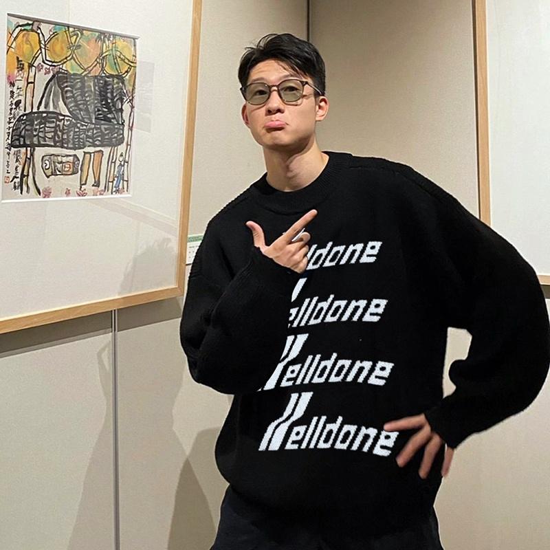《米諾潮流》WE11DONE 彈幕針織 潮牌韓版寬鬆情侶款秋冬 圓領針織毛衣 權志龍監製-細節圖2